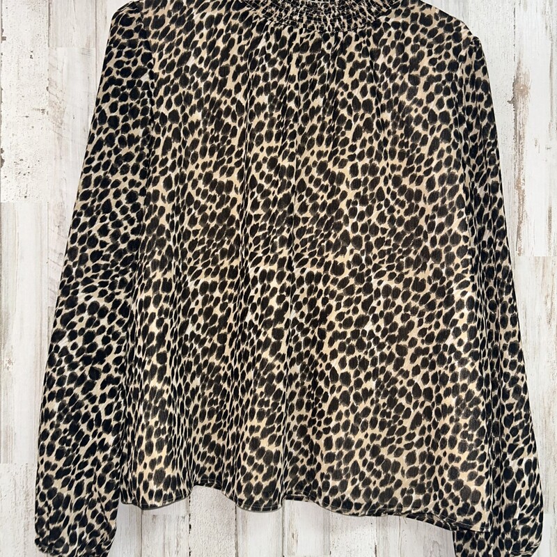 L Tan Leopard Spot Top