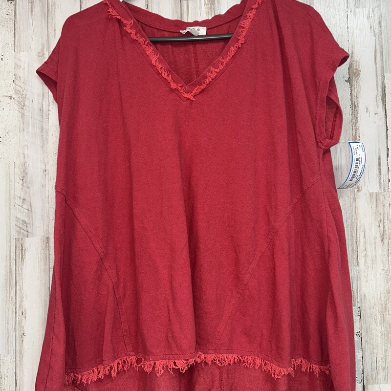 M Red Fray Knit Top, Red, Size: Ladies M