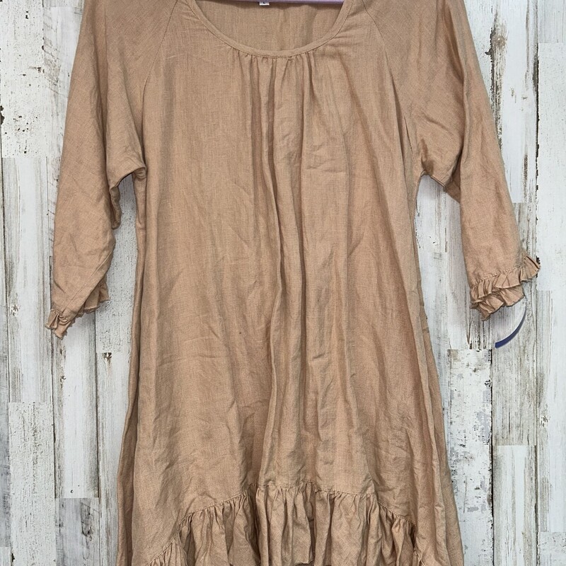 L Tan Ruffled Tunic