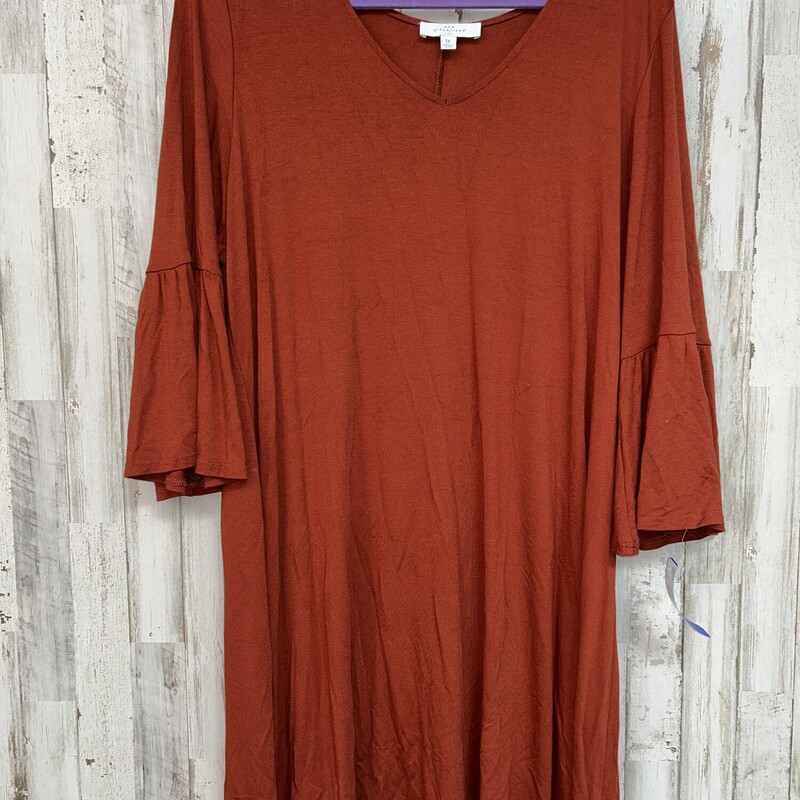 1X Rust Flare Sleeve Dres