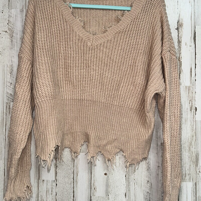 M Beige Fray Sweater