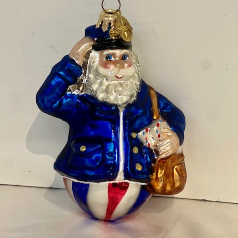 Christopher Radko Mailman Ornament
White, Blue, Red
Size: Medium