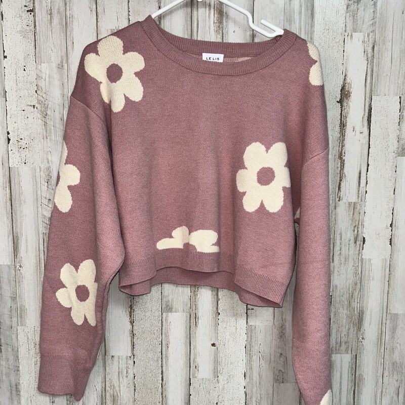 L Pink Floral Sweater