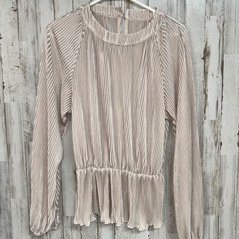 S Beige Pleated Top