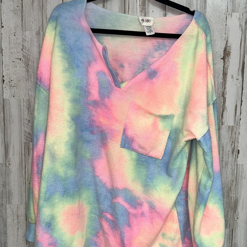 S Tie Dye Fleece Top, Pink, Size: Ladies S