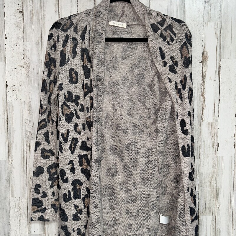 S Tan Knit Leopard Cardig