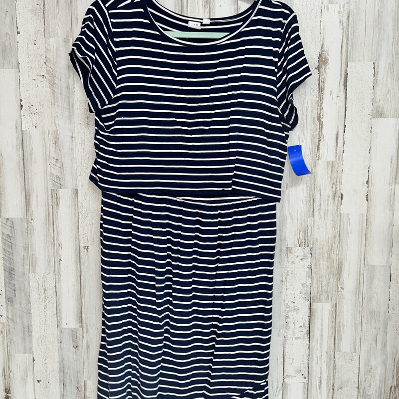 M Navy Striped Dress, Navy, Size: Ladies M