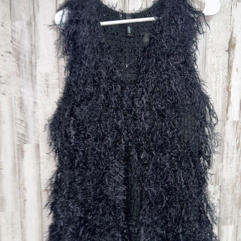 S Black Furry Vest, Black, Size: Ladies S