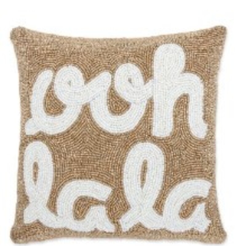 Beaded Ooh La La Pillow
Gold White Beaded
Size: 11x11