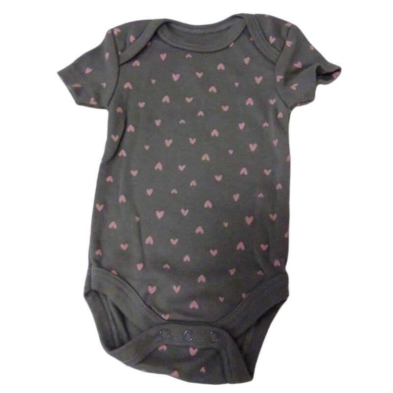 Onesie:grey/pink Hearts