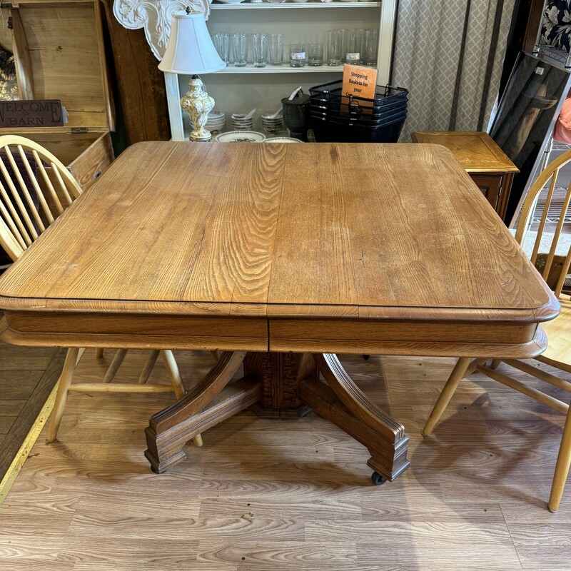 Oak Pedestal Table
On Wheels
45 Inches Square, 31 Inches High