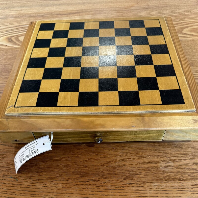 Vtg Checkers/Chess Game
Tabletop Edition. Has one Drawer to Store the Pieces
14 Square by 7 Inches High