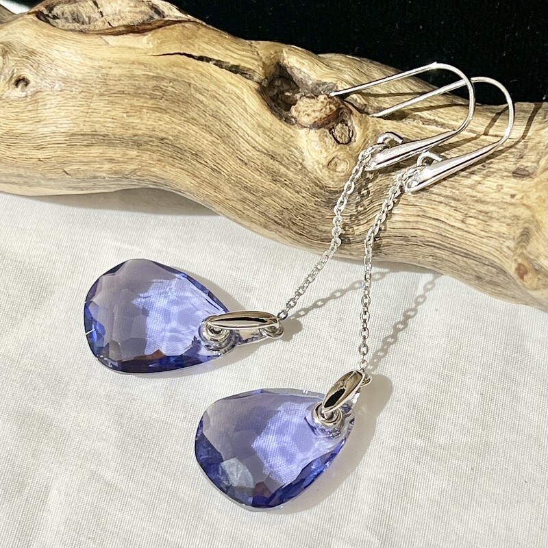 Faceted purple drop earrings