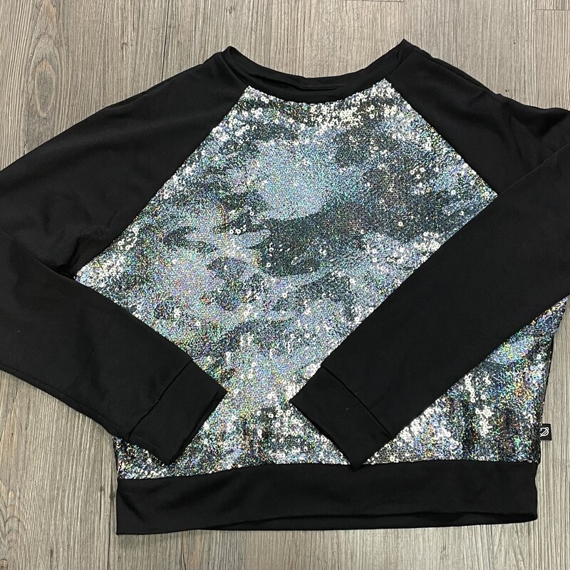 Terez Sequins Sweatshirt, Black, Size: 10-12Y