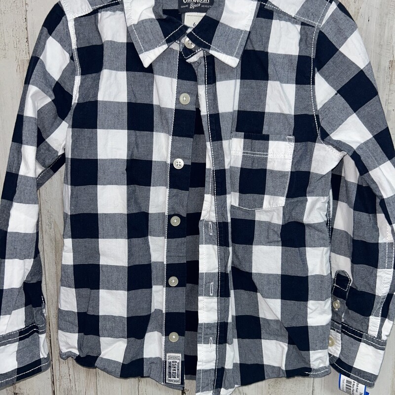 6 Navy Plaid Button Up