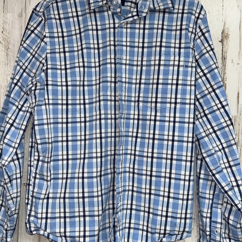 18/20 Blue Plaid Button U, Blue, Size: Boy 10 Up