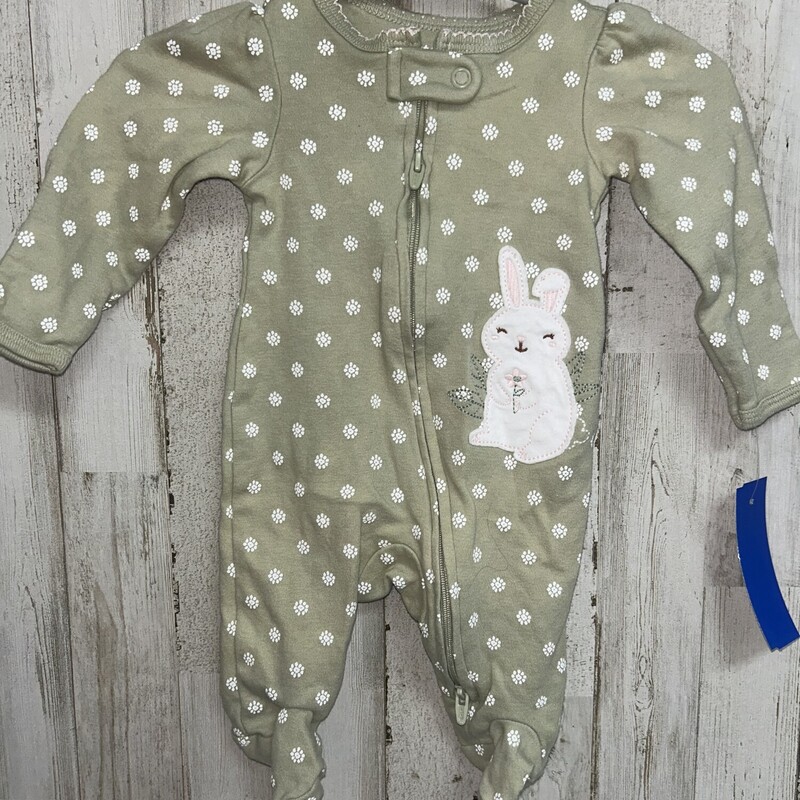 NB Sage Bunny Sleeper, Green, Size: Girl NB-3m