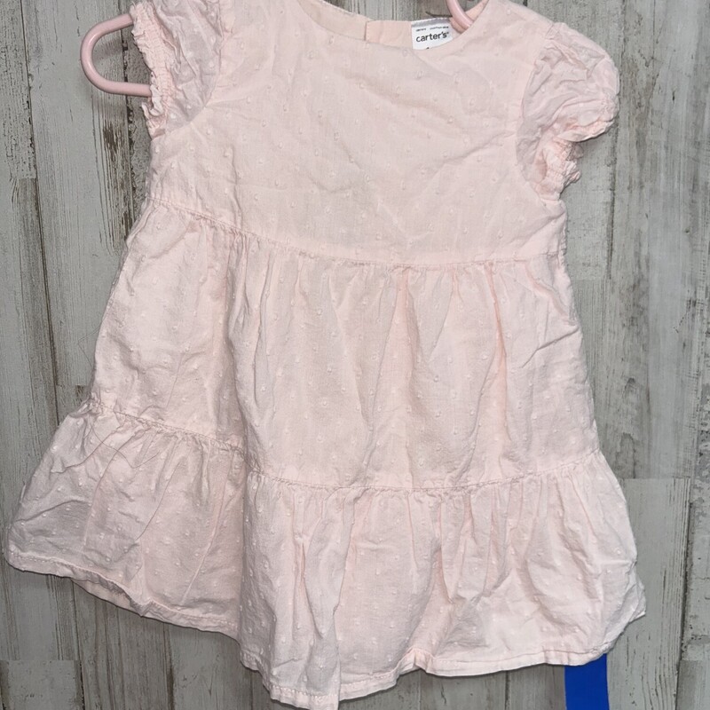 6M Pink Dotted Tier Dress, Pink, Size: Girl 6-12m