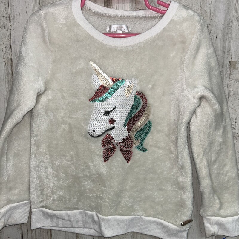 6 Sequin Unicorn Sweatshi, White, Size: Girl 6/6x