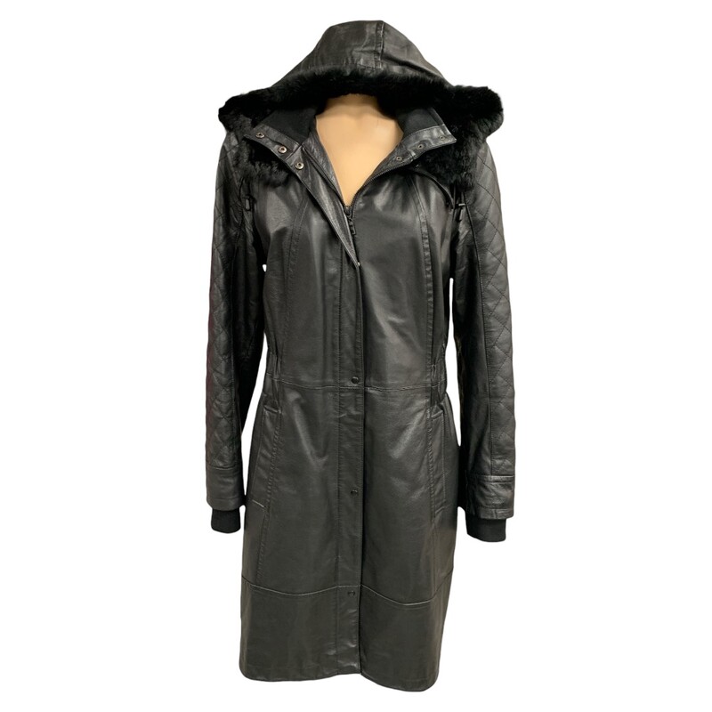 Danier Coat W Hood, Black, Size: M