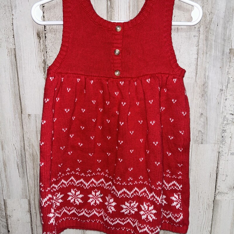 18M Red Print Knit Dress, Red, Size: Girl 18-24