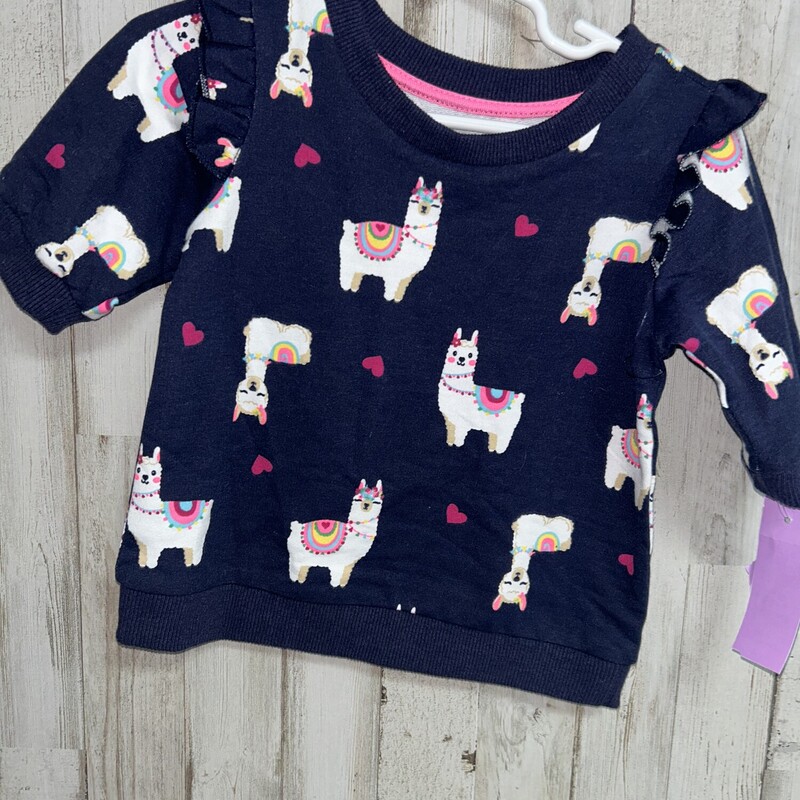 2T Navy Llama Sweatshirt, Navy, Size: Girl 2T