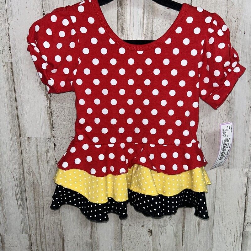 18M Red Dotted Ruffle Top