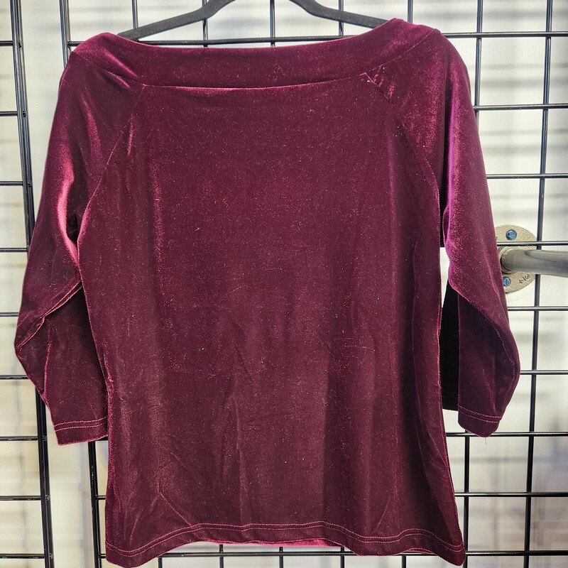 Reitmans Velvet Top, Burgundy, Size: L