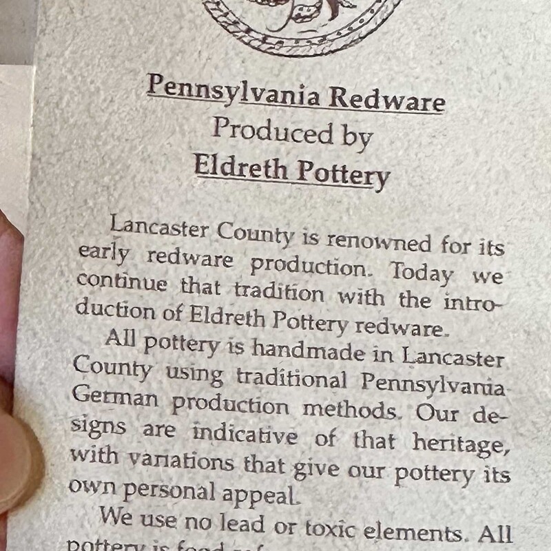 Eldreth Redware Pitcher<br />
7 In x 7 In.<br />
This Pennslyvania ompany is no longer in business.