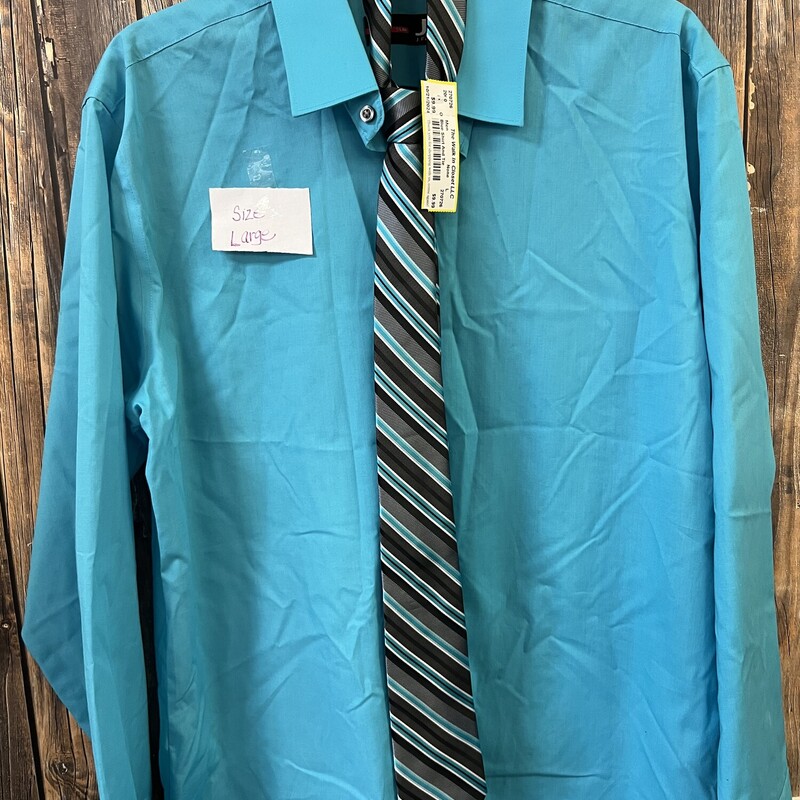 Blue Shirt And Tie, Size: L