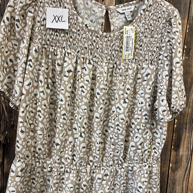 9West Tan Cheetah Shirt, Size: XXL