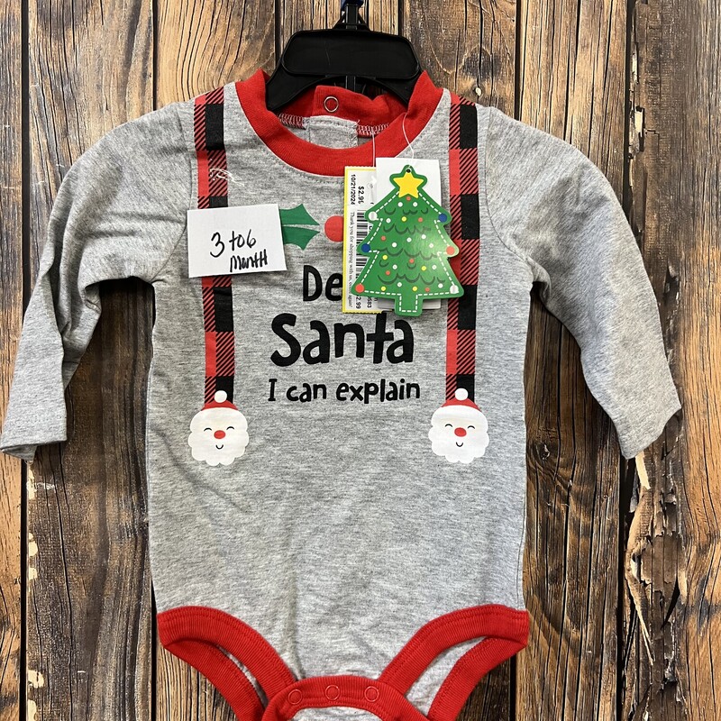 NWT Dear Santa Onesie, Size: 3-6m