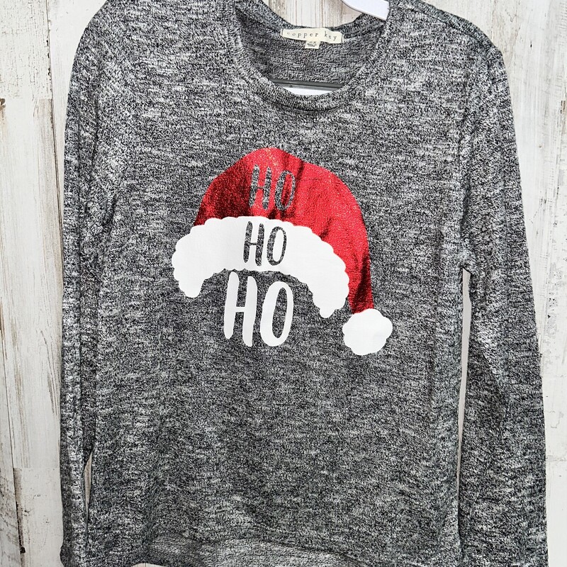 6X Knit Ho Ho Ho Tee, Grey, Size: Girl 6/6x