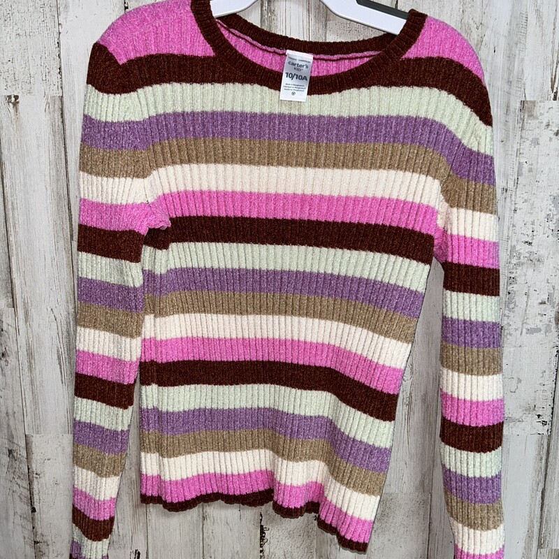 10 Pink Striped Sweater, Pink, Size: Girl 10 Up