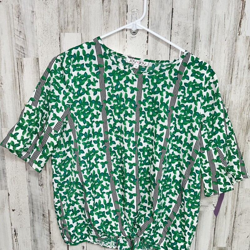 S Green Leaf Print Top, Green, Size: Ladies S