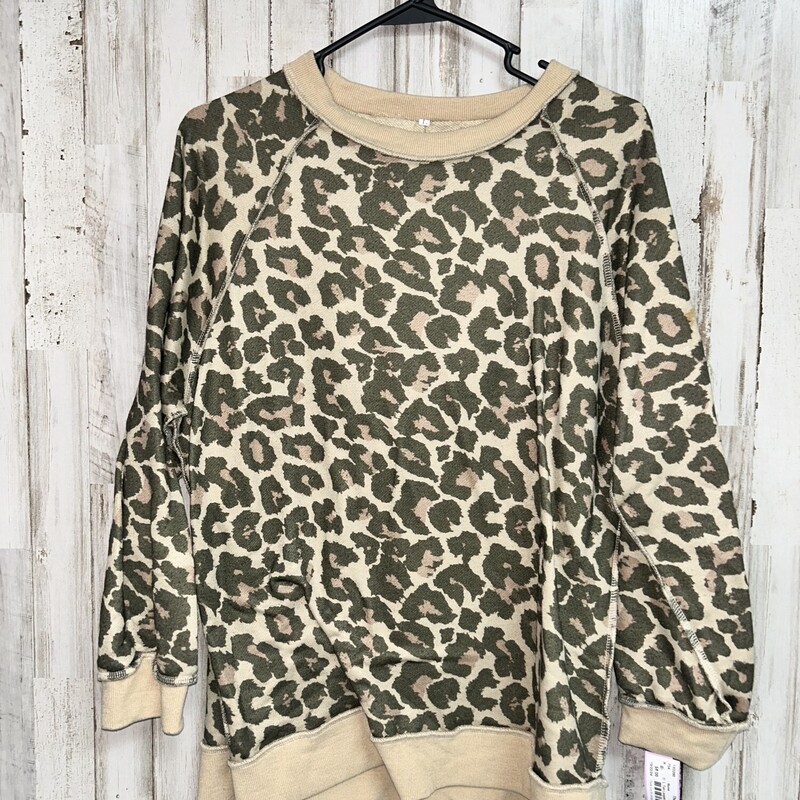 L Tan Leopard Print Sweat