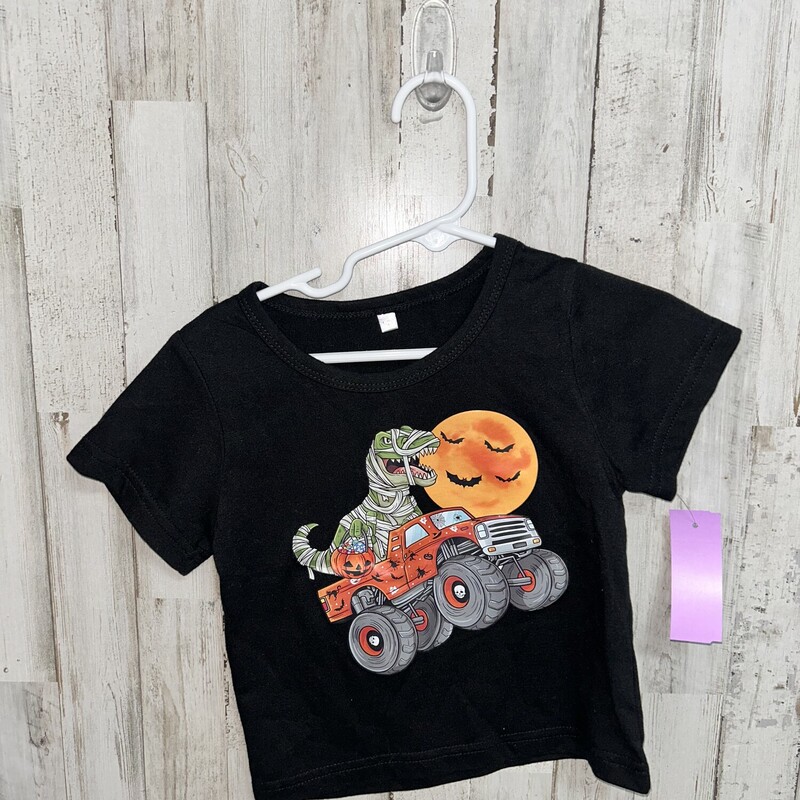 1/2 Monster Truck Dino Te, Black, Size: Boy 2T-4T