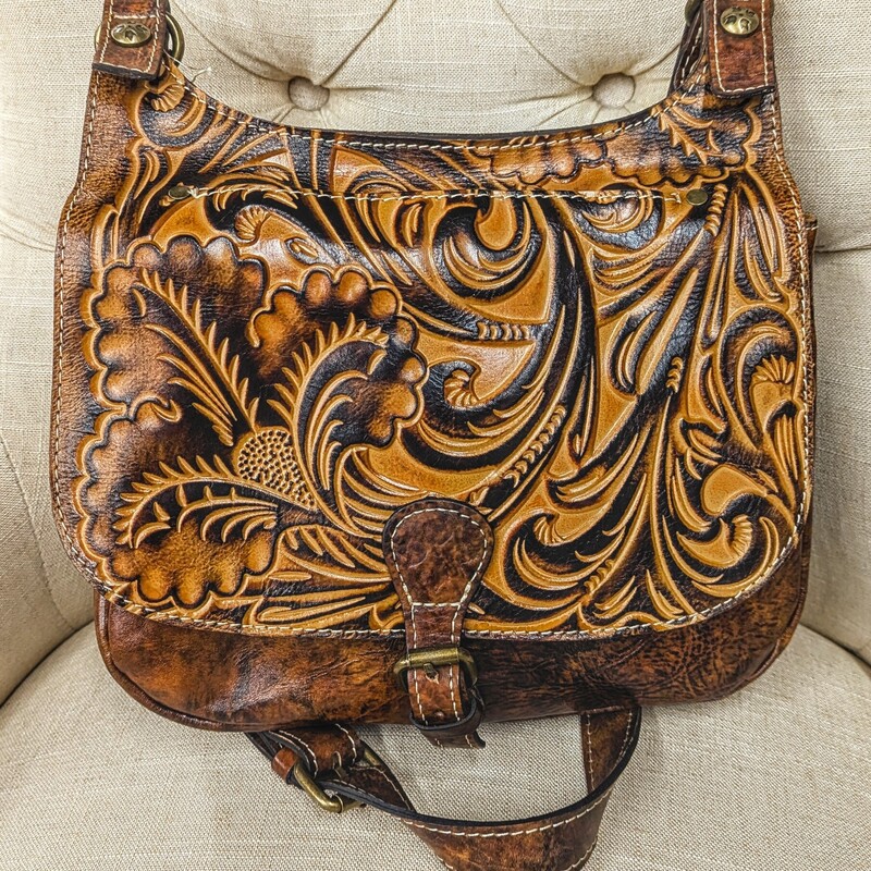 Patricia Nash Tooled Leather Saddle Bag
Browns Size: 11 x 9.5H