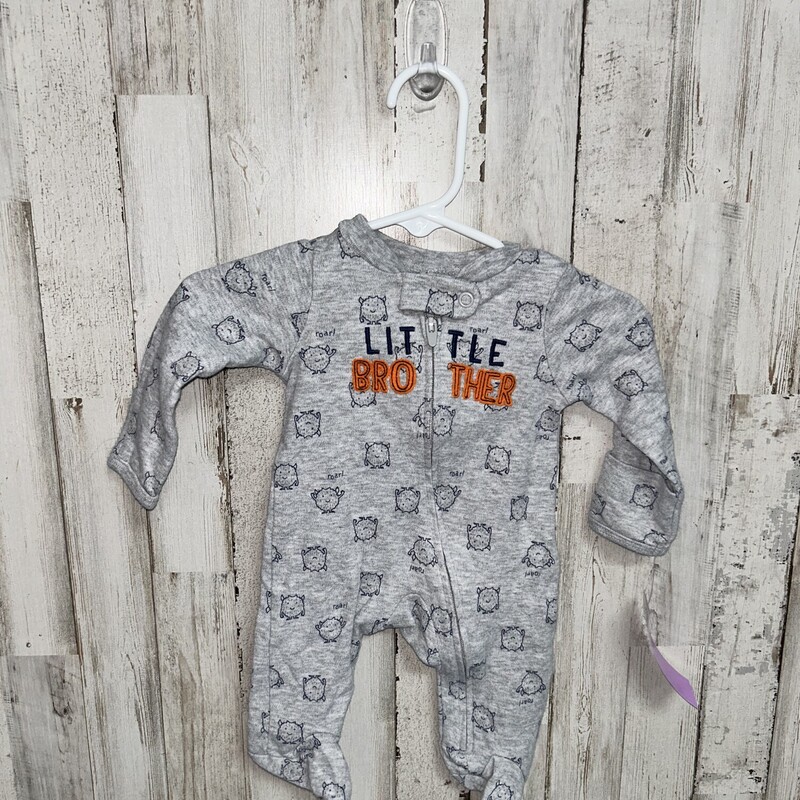 NB Little Bro Monster Sle, Grey, Size: Boy 0-9m