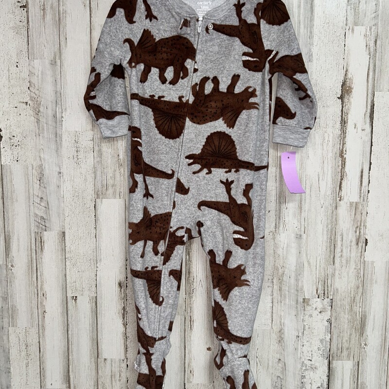 18M Grey Dino Fleece Slee, Grey, Size: Boy 12-24m