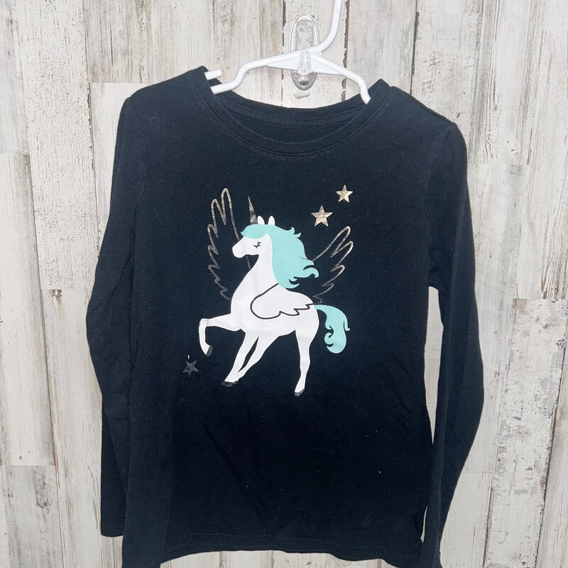 6/6X Black Unicorn Tee, Black, Size: Girl 6/6x