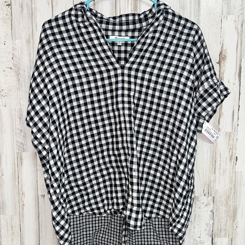 XS Black Plaid Top