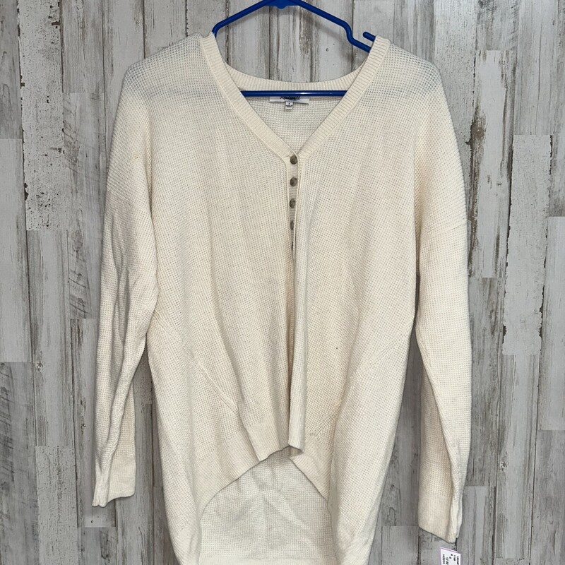 S Cream Knit Button Top