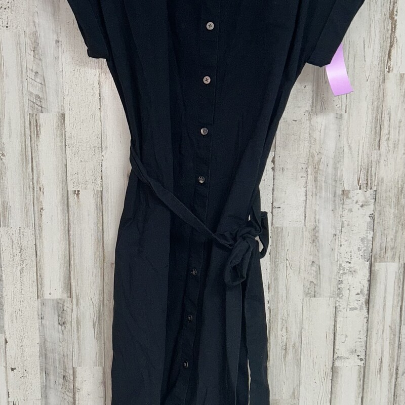 S Black Button Tie Dress, Black, Size: Ladies S