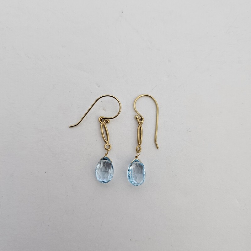 Faceted Blue Topaz Dangle, Blu/gold, Size: Wire