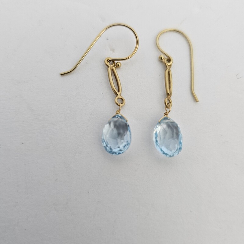 Faceted Blue Topaz Dangle, Blu/gold, Size: Wire