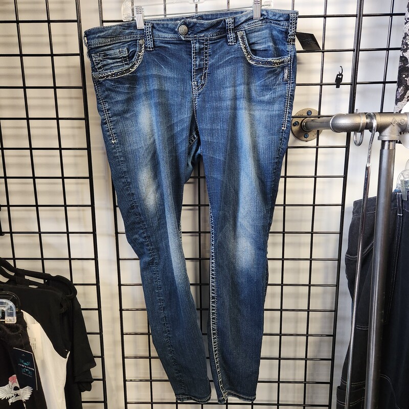 Silver Jeans Skinny, Denim, Size: 18