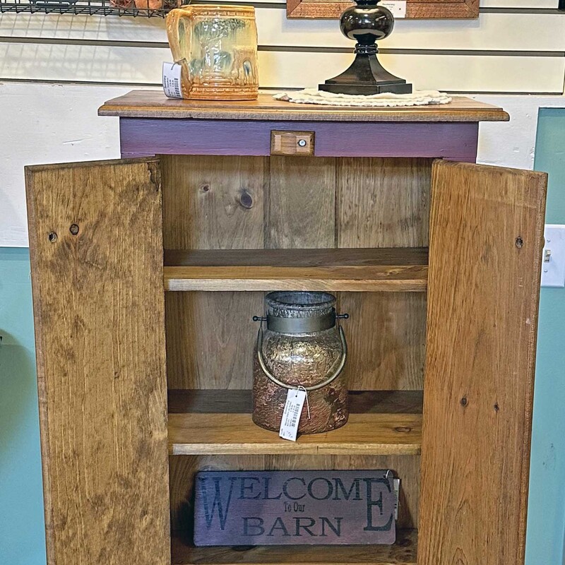 Two Door Hand Made and Hand Painted Jelly Cupboard<br />
24 In Wide x 18 In Deep x 48 In Tall.