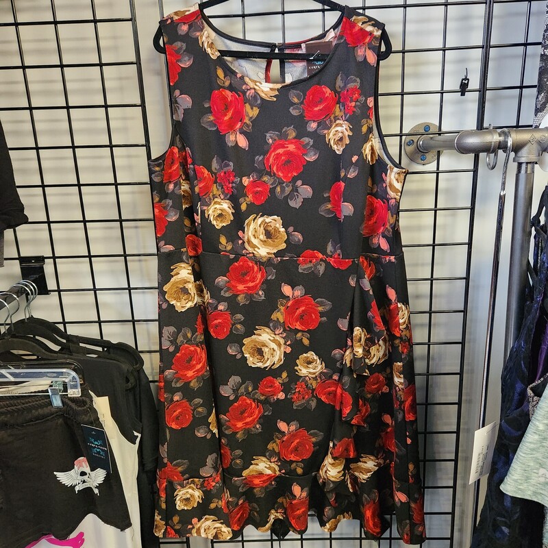 In Every Story... Dress, Blk/flo, Size: 3X