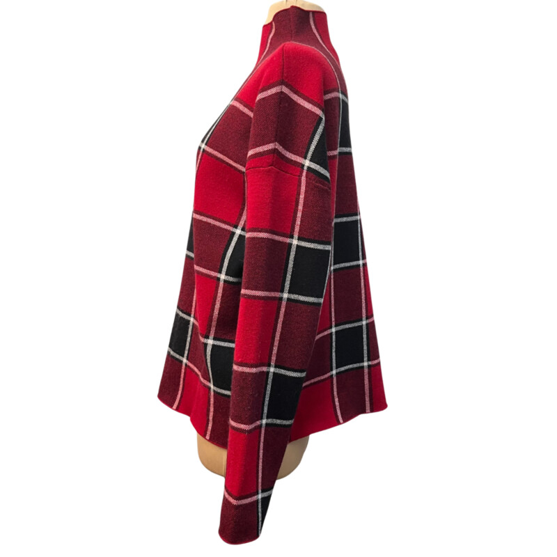 Rachel Zoe Plaid Sweater<br />
Mock Neck<br />
Super Soft!<br />
Red and Black<br />
Size: XL